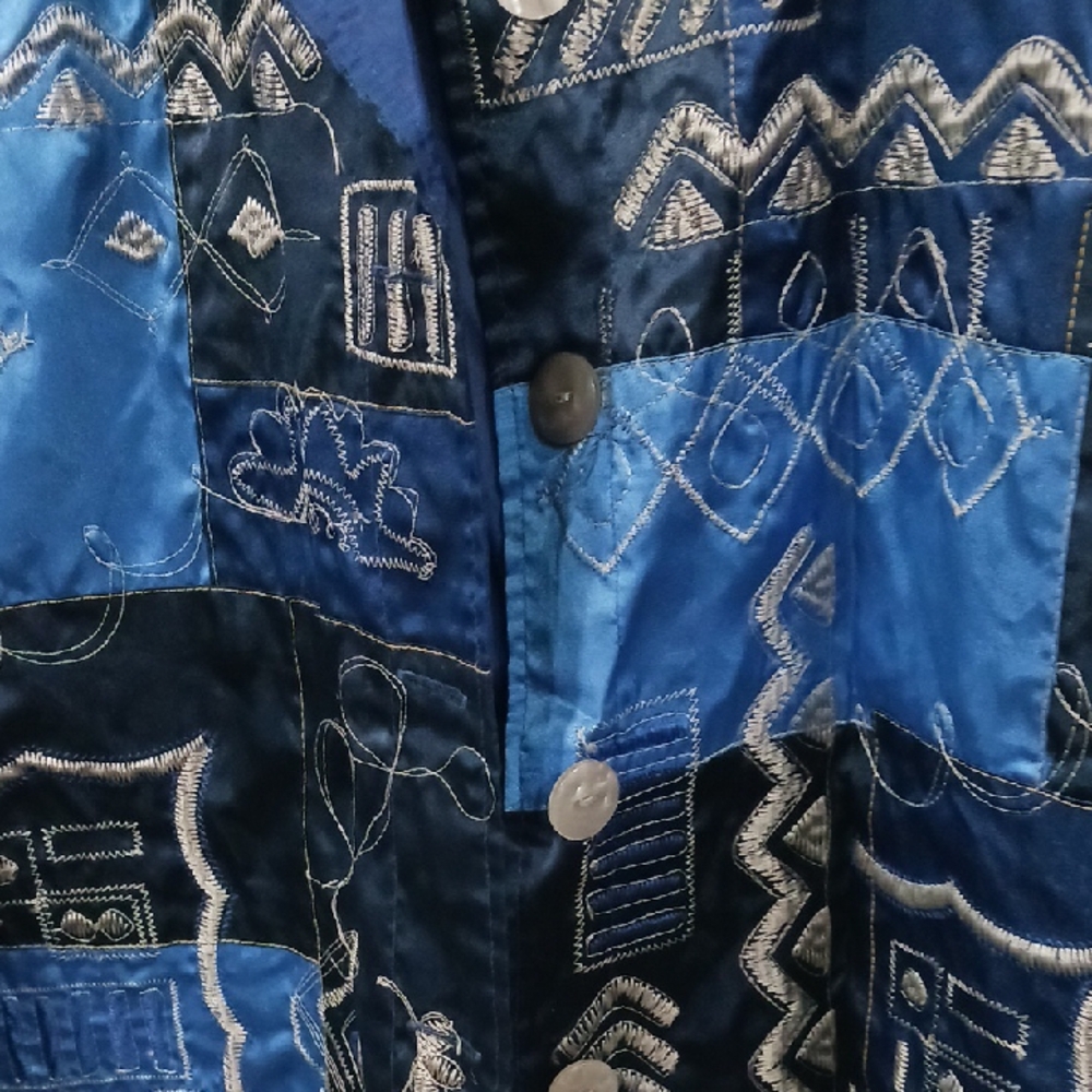 French Laundry Blue Patchwork Blazer - image 3